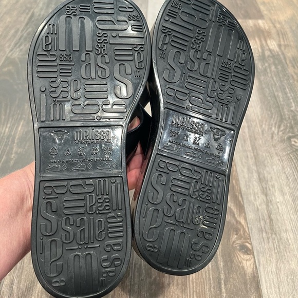 Melissa Modern Black Platform Chunky Flip Flops Size 8 / eUR 39 - Picture 7 of 8